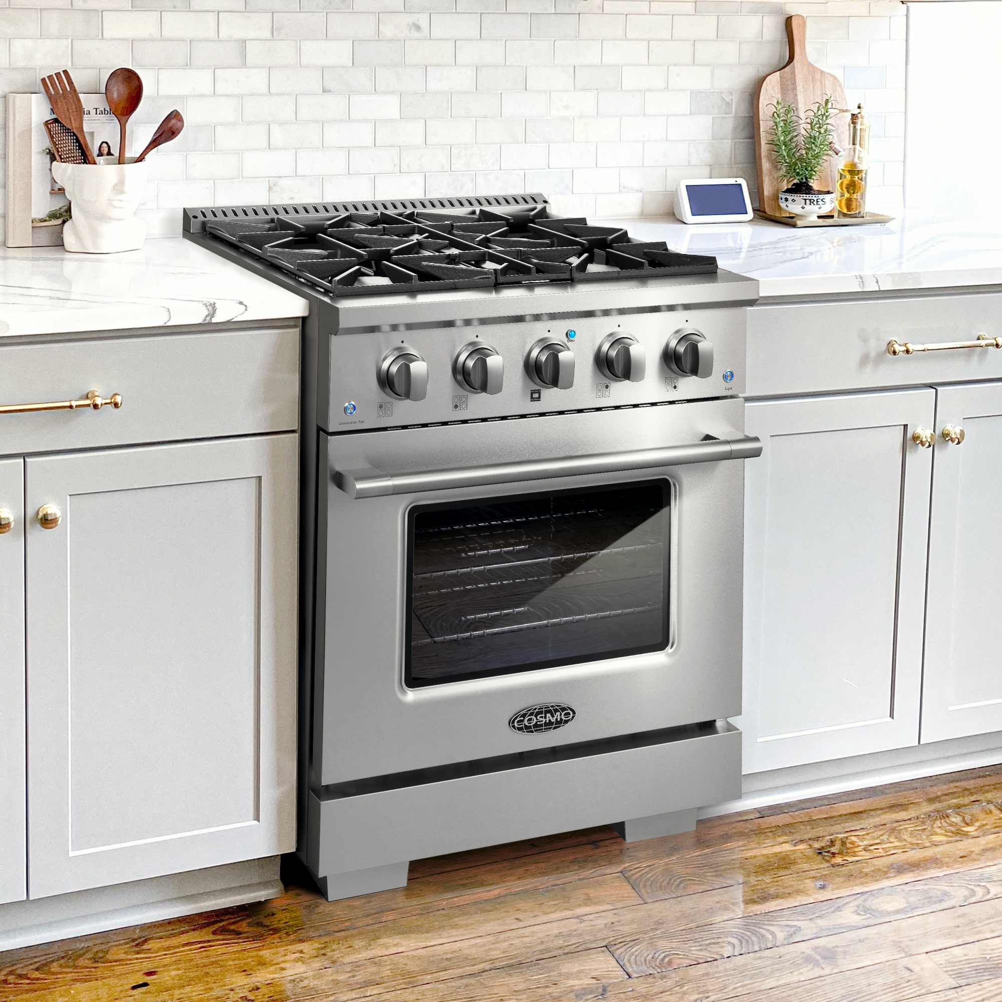 Cosmo 36 in. 3.8 Cu. ft. GAS Range with Convection Oven and 5 Burner Cooktop